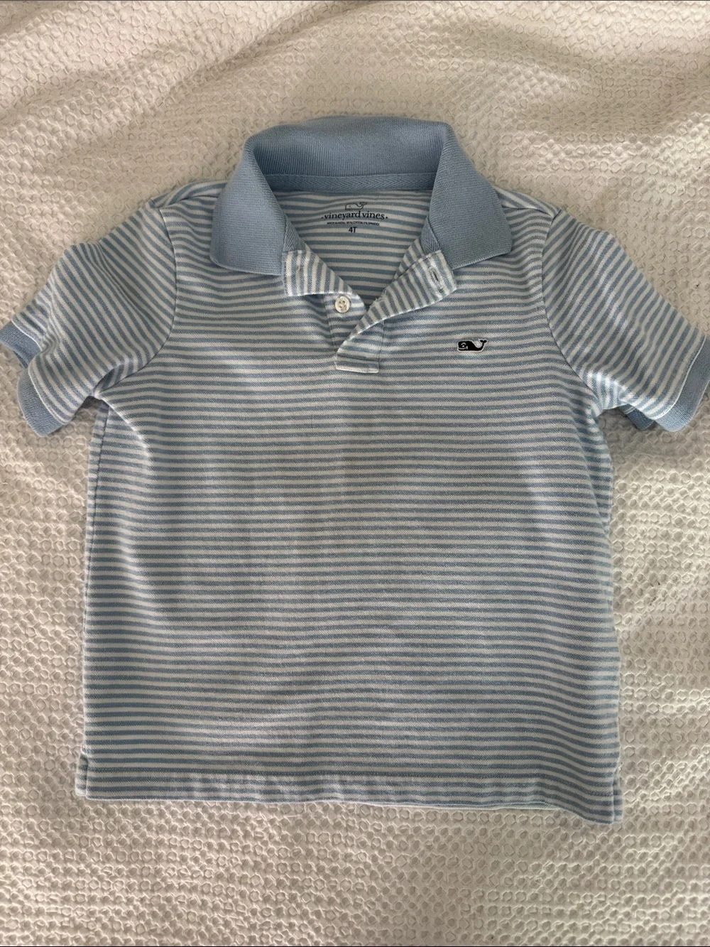 Vineyard Vines Light Blue & White Striped Polo 4T